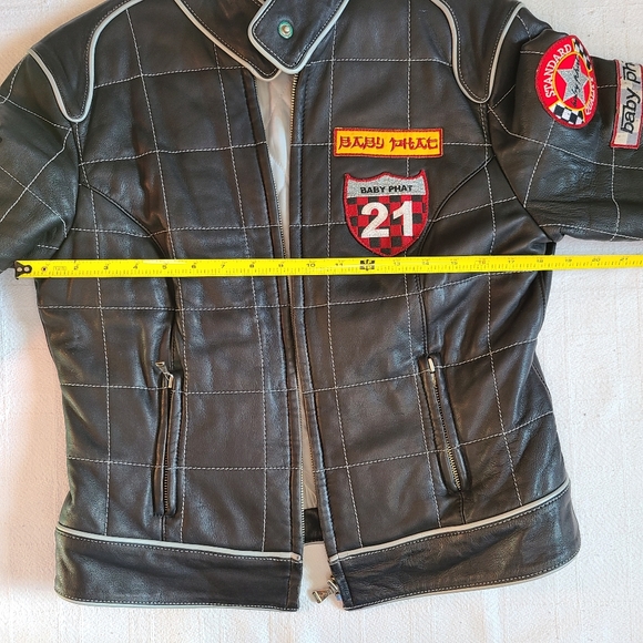 Baby Phat Y2K Leather Racing Bomber Jacket - L - Picture 12 of 16
